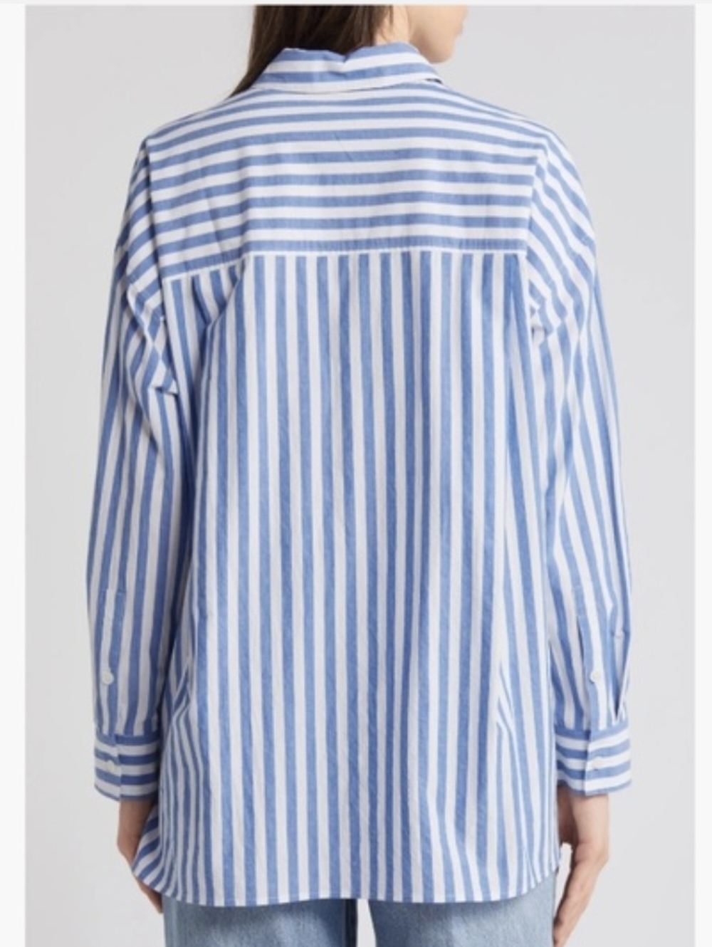 Madewell Airy Oversized Fit Poplin Stripe Button Up Shirt Size XXS - Picture 3 of 9